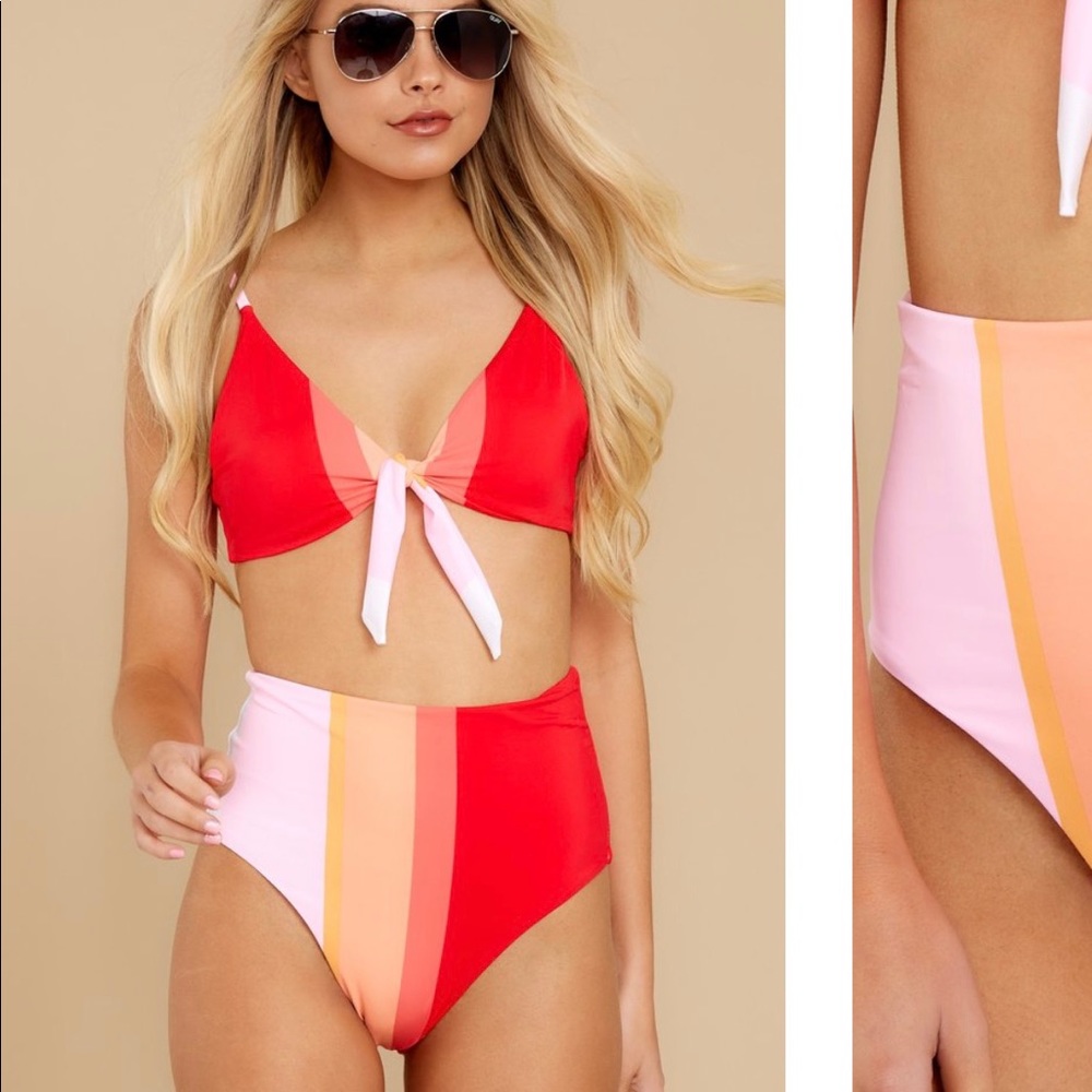 Red dress swim suit